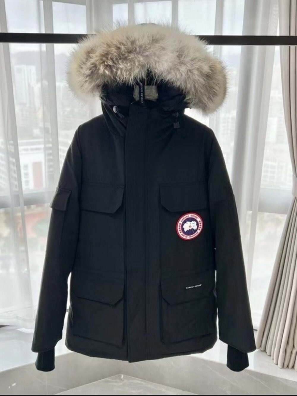 Canada Goose Black Parka with Natural Fur-Trim Hood